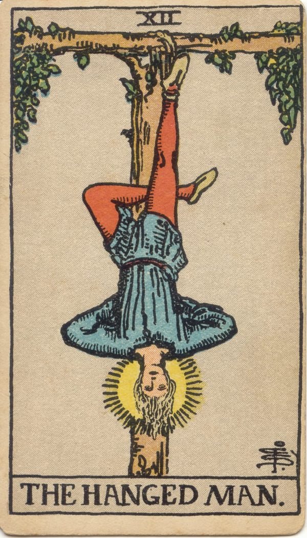 Carta O Enforcado do baralho Rider-Waite-Smith